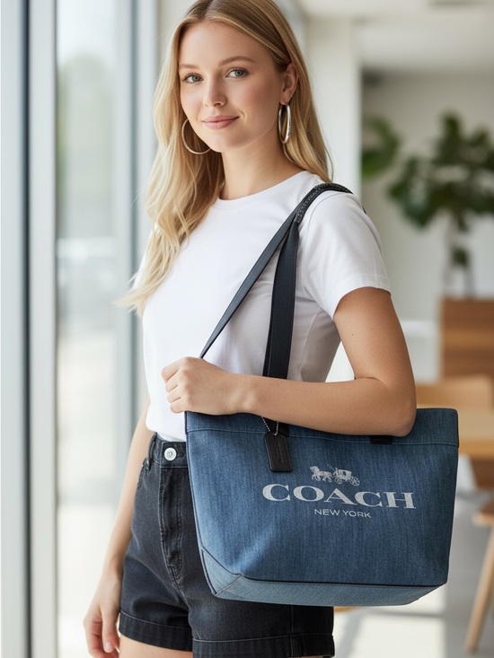Coach Handbags - RARE COACH Denim Large Tote Bag